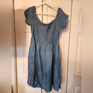 Torrid Chambray Off-Shoulder Smocked Skater Dress